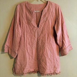 Soft Surroundings Bohemian Style Pink Oversized Tunic Size Extra Small